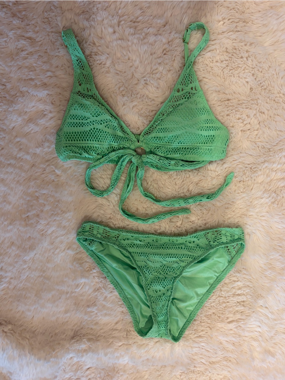 BECCA Lime Green Crochet Womens Bikini Set